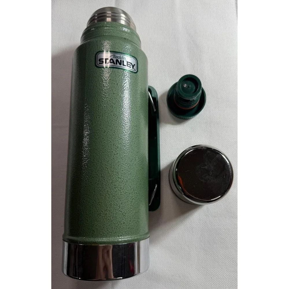 Vintage Aladdin Stanley Thermos A-944DH Hammertone Green 1 Quart Vacuum Bottle - Picture 7 of 13